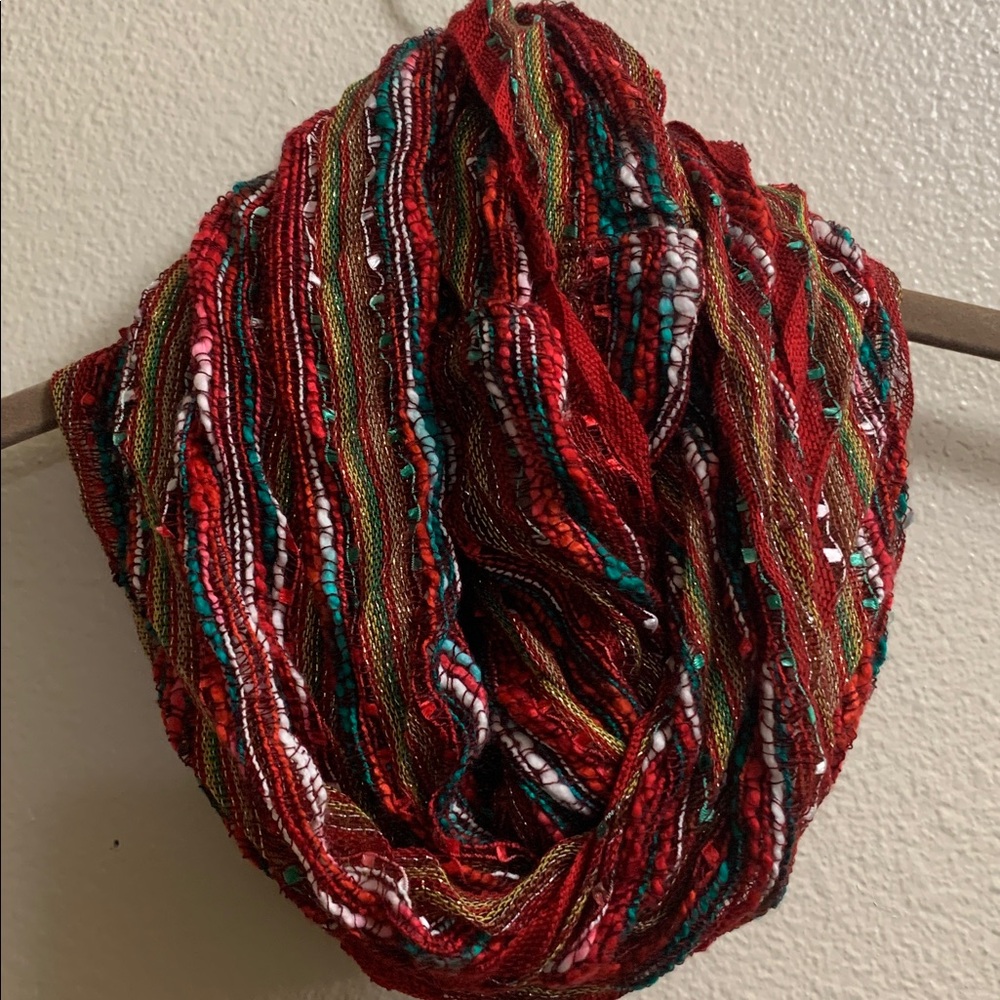 Target Multicolor Christmas Holiday Infinity Scarf Sparkly Metallic Red Green V